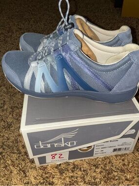 Dansko Henriette Suede Women’s 36 US 5.5-6 Denim Fabric Bungee Tie Shoes New
